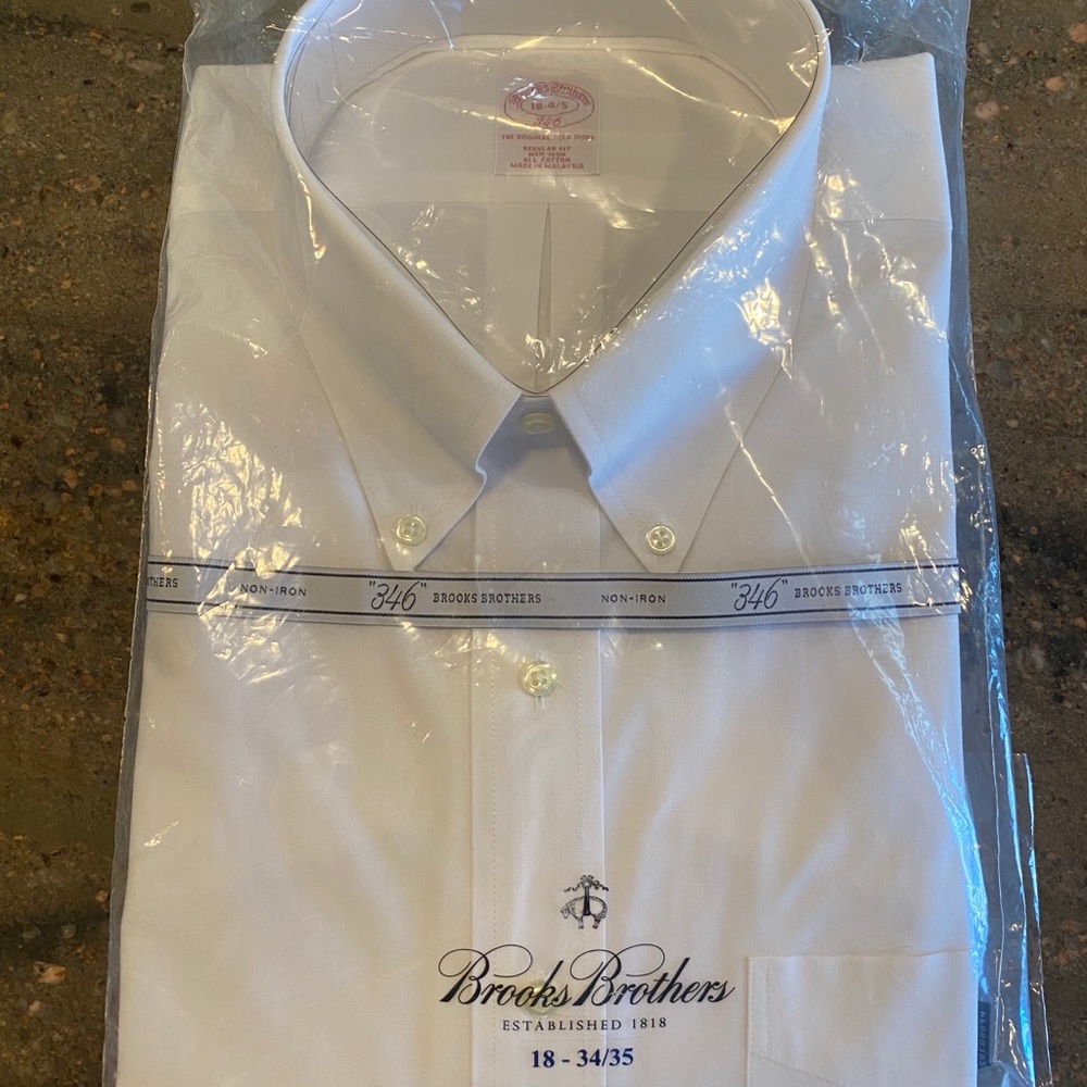 NWT- Brooks Brothers No Iron Dress Shirt, White